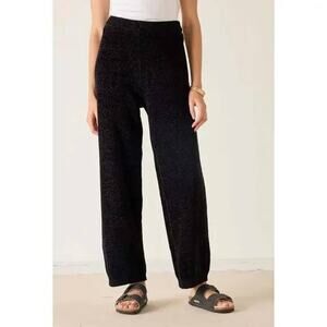 Mersea Eversoft Chenille Pant in Black L NEW Wide Leg Minimalist QuietLuxury